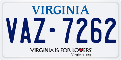 VA license plate VAZ7262