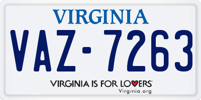 VA license plate VAZ7263
