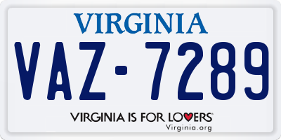 VA license plate VAZ7289