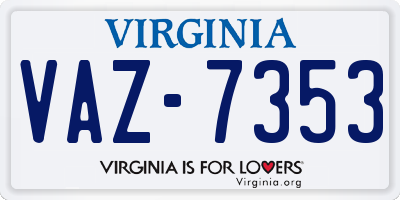 VA license plate VAZ7353