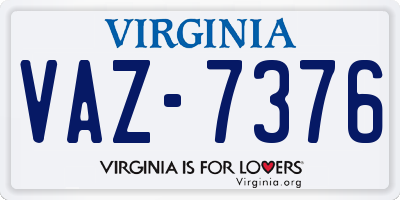 VA license plate VAZ7376