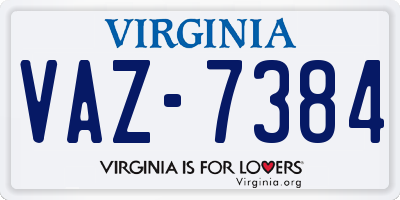 VA license plate VAZ7384