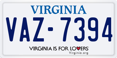 VA license plate VAZ7394