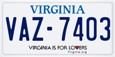 VA license plate VAZ7403