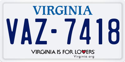 VA license plate VAZ7418