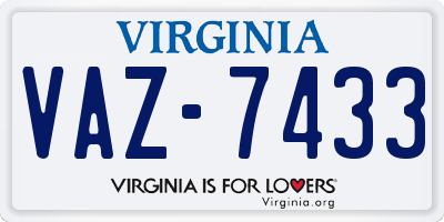 VA license plate VAZ7433