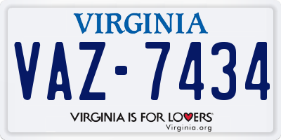 VA license plate VAZ7434