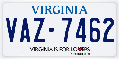 VA license plate VAZ7462