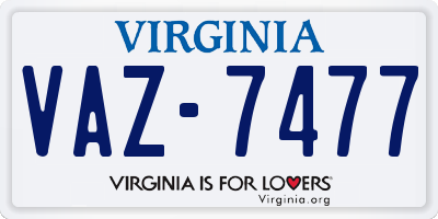 VA license plate VAZ7477