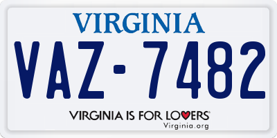 VA license plate VAZ7482