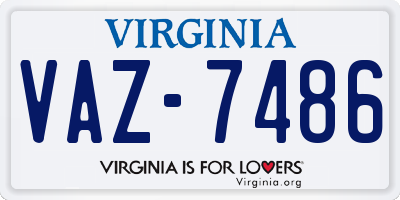 VA license plate VAZ7486