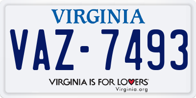VA license plate VAZ7493
