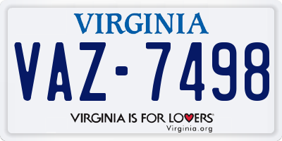 VA license plate VAZ7498