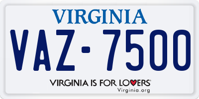VA license plate VAZ7500