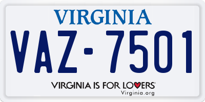 VA license plate VAZ7501