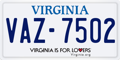 VA license plate VAZ7502