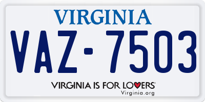 VA license plate VAZ7503