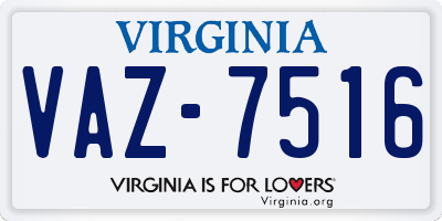 VA license plate VAZ7516