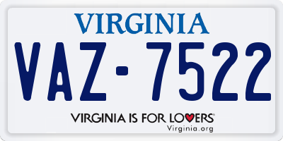 VA license plate VAZ7522