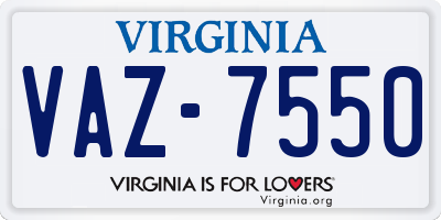VA license plate VAZ7550