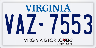 VA license plate VAZ7553