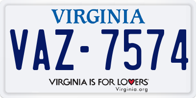VA license plate VAZ7574