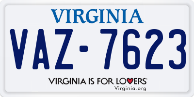 VA license plate VAZ7623