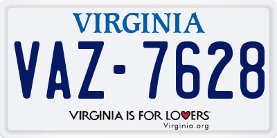 VA license plate VAZ7628