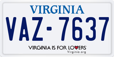 VA license plate VAZ7637