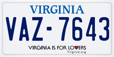 VA license plate VAZ7643