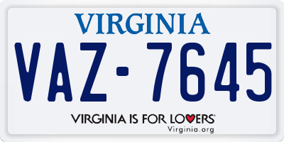 VA license plate VAZ7645