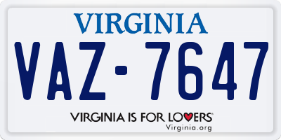 VA license plate VAZ7647