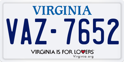 VA license plate VAZ7652