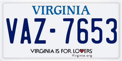 VA license plate VAZ7653