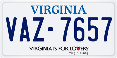VA license plate VAZ7657