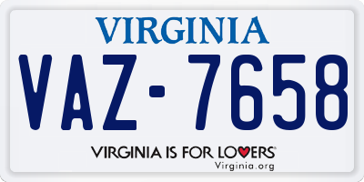 VA license plate VAZ7658