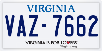 VA license plate VAZ7662