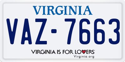 VA license plate VAZ7663