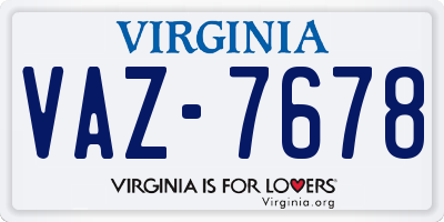 VA license plate VAZ7678