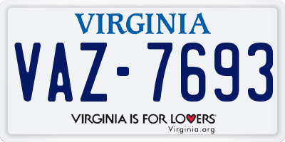 VA license plate VAZ7693