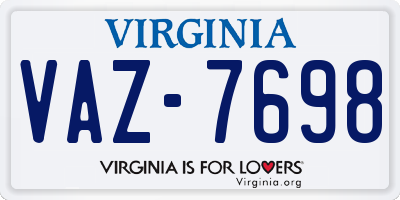 VA license plate VAZ7698