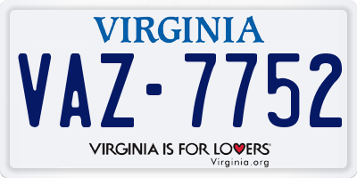 VA license plate VAZ7752