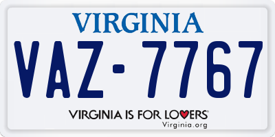 VA license plate VAZ7767