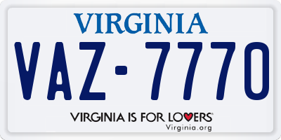 VA license plate VAZ7770