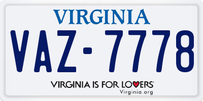 VA license plate VAZ7778