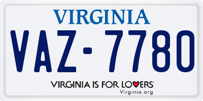 VA license plate VAZ7780
