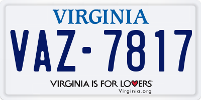 VA license plate VAZ7817