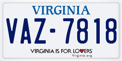 VA license plate VAZ7818