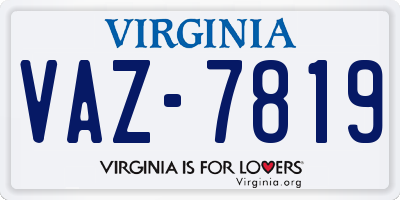 VA license plate VAZ7819