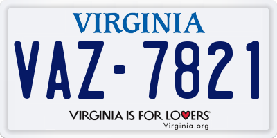 VA license plate VAZ7821